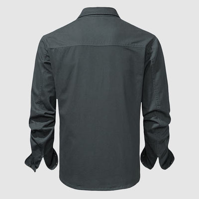 Men’s Button-Up Shirt - Long Sleeve - Classic Collar - Chest Pockets