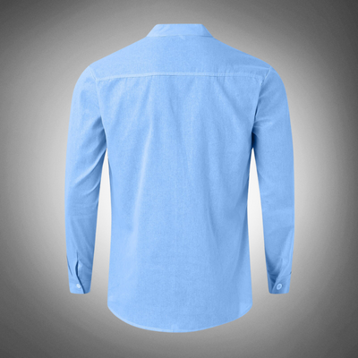 Men’s Long-Sleeve Button-Up Shirt - Classic Collar - Lightweight Breathable Casual Wear