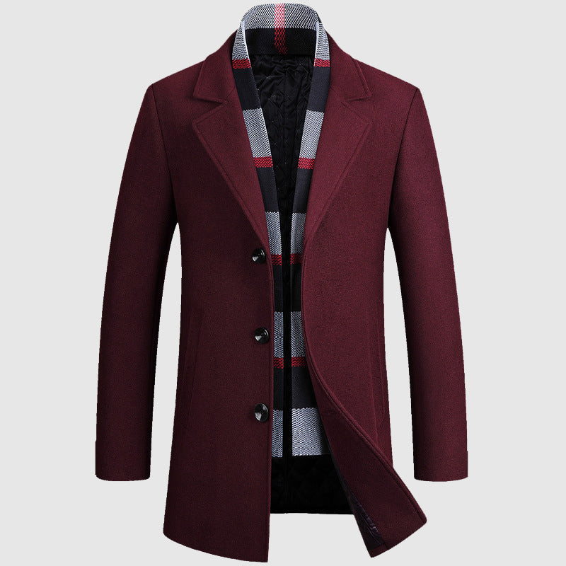 Men's wool coat with shawl collar