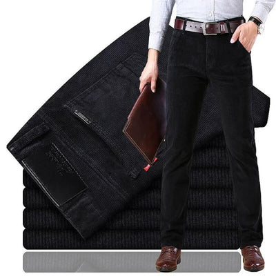 Men’s Corduroy Trousers – Tailored Fit – Straight Leg – Full Length – Button Waist
