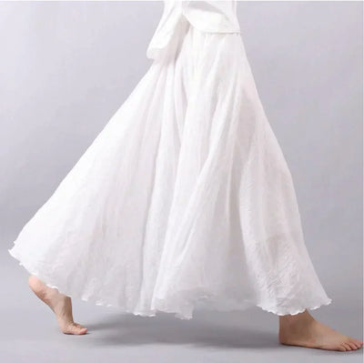 Women’s Maxi Skirt – Flowing Fit – Crinkled Texture – Breathable Blend – Boho Style