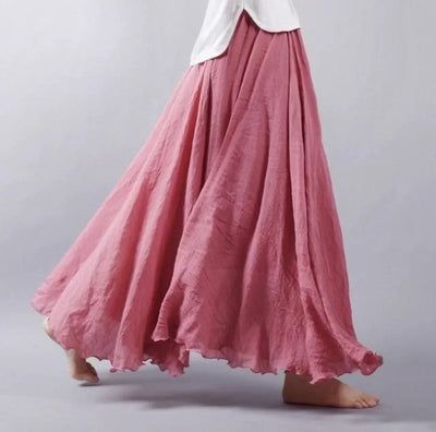 Women’s Maxi Skirt – Flowing Fit – Crinkled Texture – Breathable Blend – Boho Style