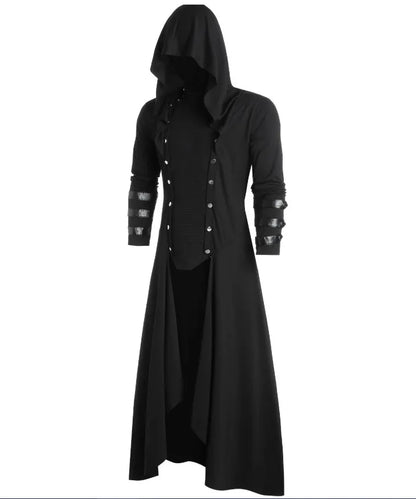 Medieval retro jacket with hood for men