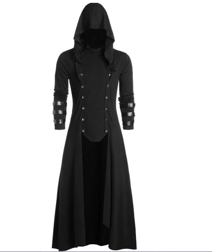 Medieval retro jacket with hood for men