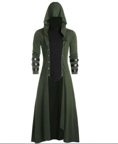 Medieval retro jacket with hood for men