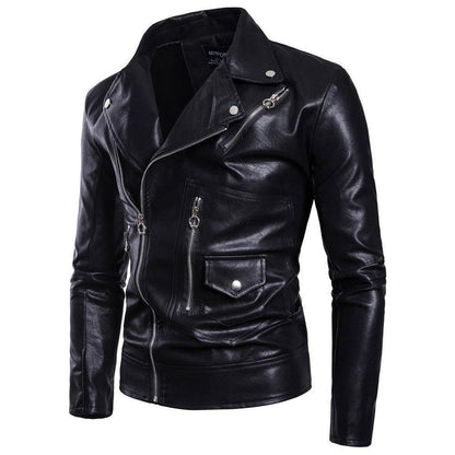 Casual pu leather jacket for men with zip closure