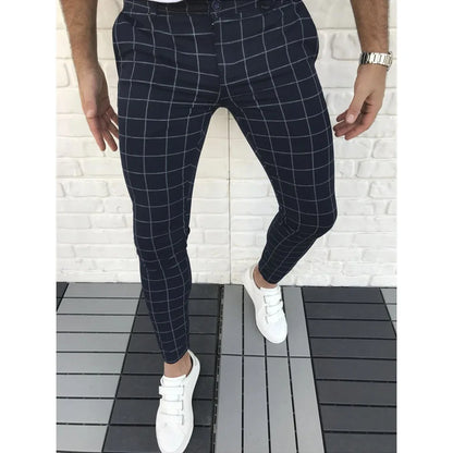 Men's Slim-Fit Modern Checked Pants