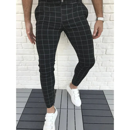 Men's Slim-Fit Modern Checked Pants