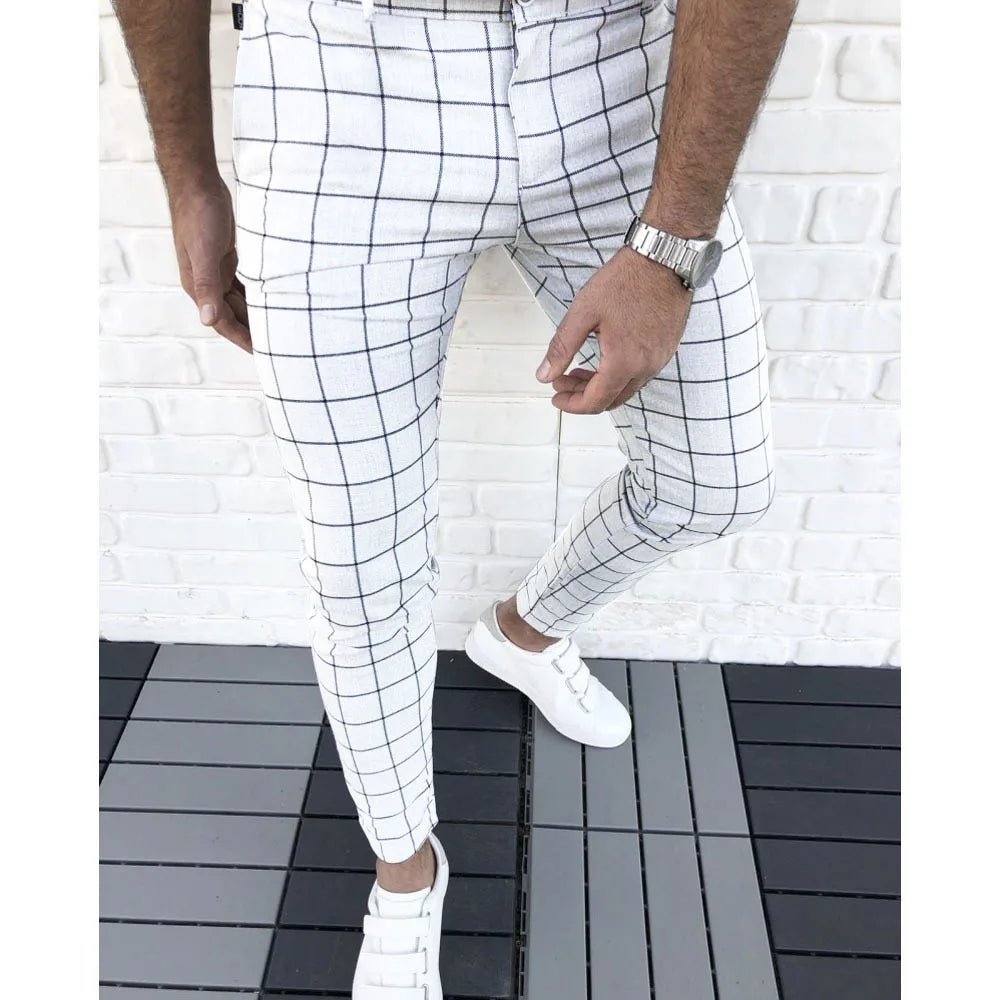 Men's Slim-Fit Modern Checked Pants