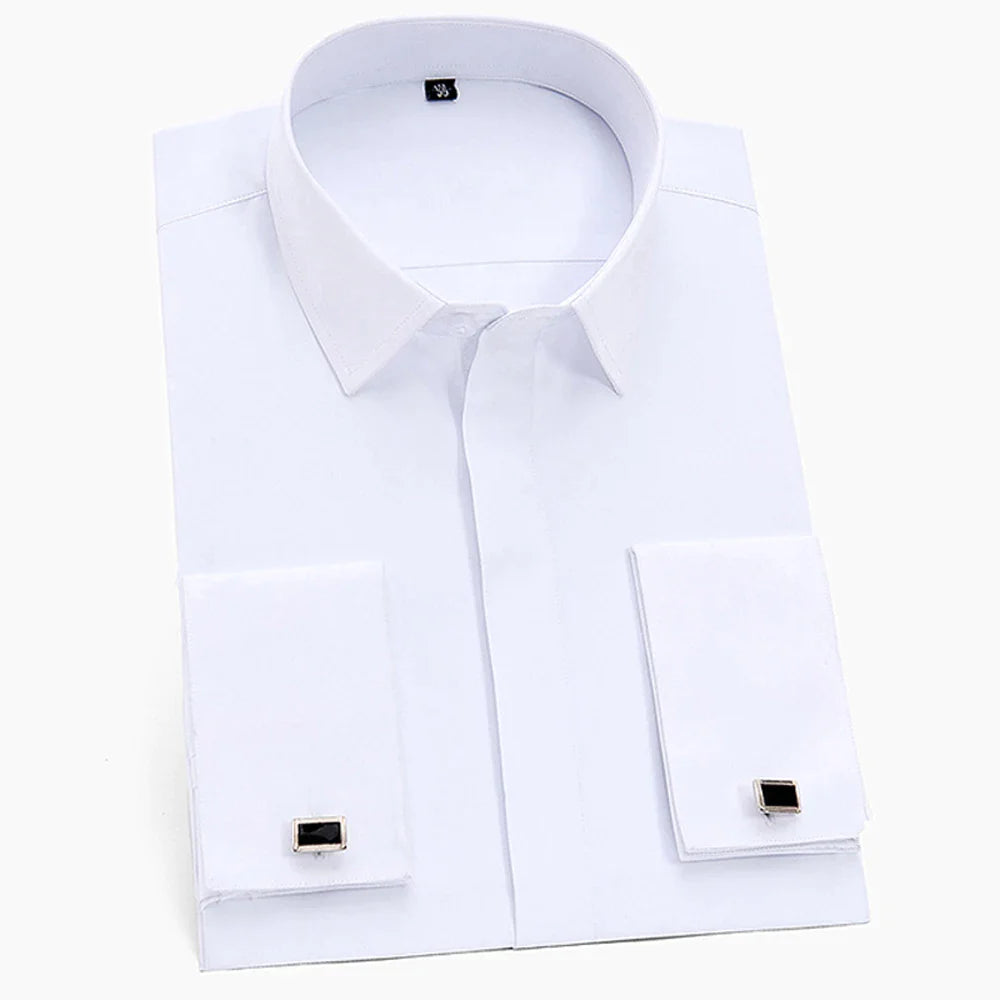 Men’s Dress Shirt - Classic Spread Collar - French Cuffs - Formal Business Wear