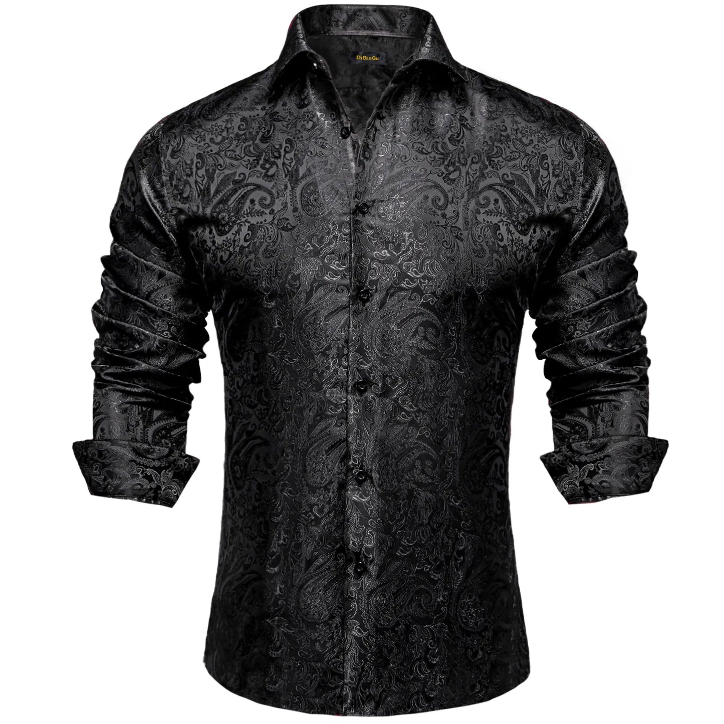 Men's loose-fitting shirt with standing collar