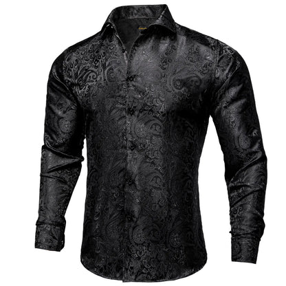 Men's loose-fitting shirt with standing collar