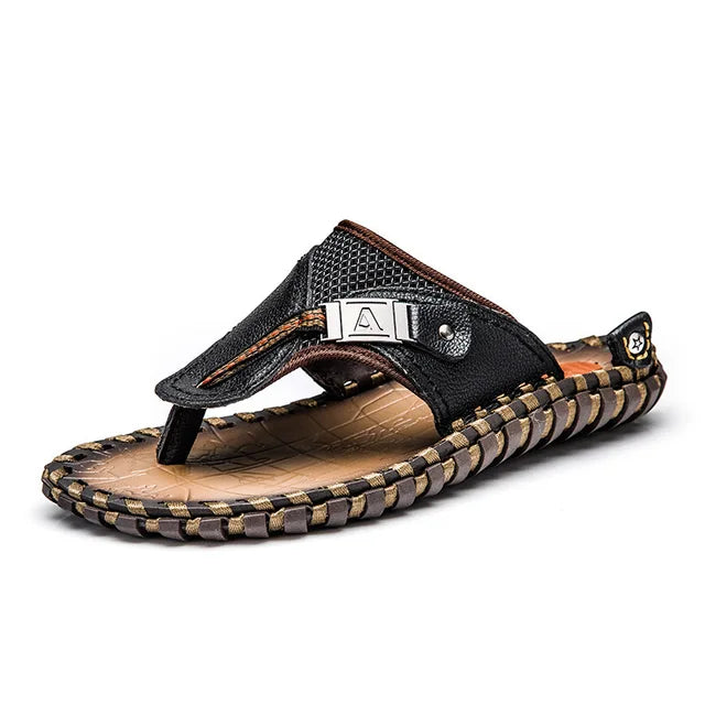 Men’s Flip-Flops – Strap – Textured Footbed – Flat Sole Casual Comfort