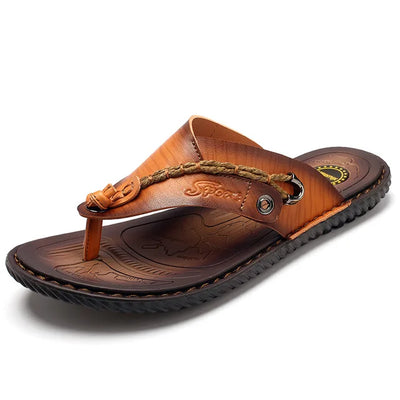 Men’s Flip-Flops – Strap – Textured Footbed – Flat Sole Casual Comfort