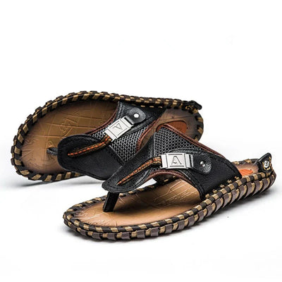 Men’s Flip-Flops – Strap – Textured Footbed – Flat Sole Casual Comfort