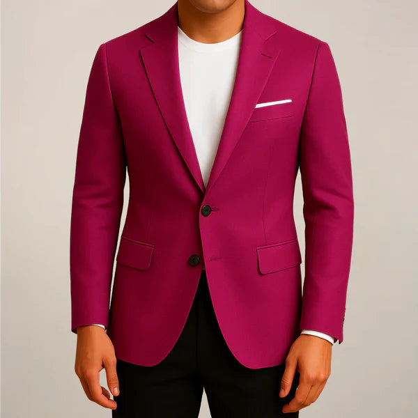 Men’s Blazer – Tailored Fit – Wool Blend – Notched Lapel – Double Button Formal Jacket
