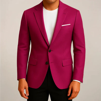 Men’s Blazer – Tailored Fit – Wool Blend – Notched Lapel – Double Button Formal Jacket