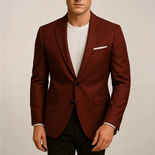 Men’s Blazer – Tailored Fit – Wool Blend – Notched Lapel – Double Button Formal Jacket