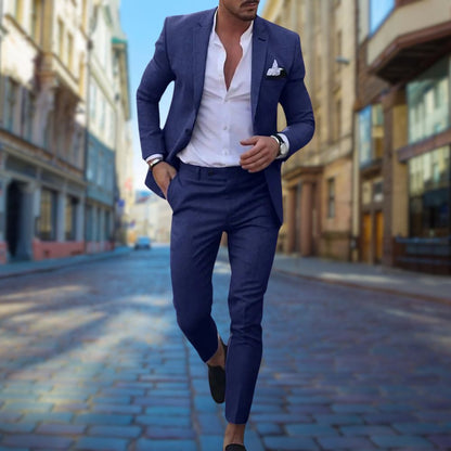 Slim Fit Men's Suit – Tailored All-Season Design, Breathable & Modern Style