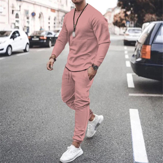 Men's soft long-sleeved top and jogger set