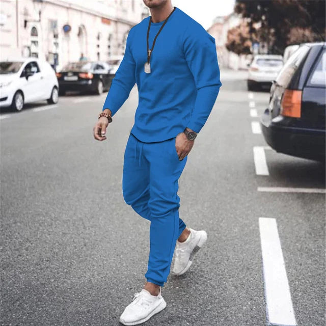 Men's soft long-sleeved top and jogger set