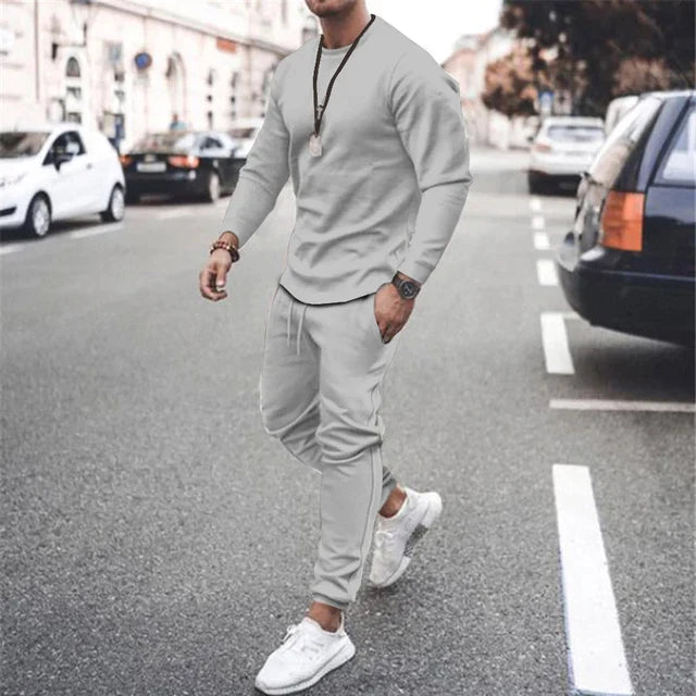 Men's soft long-sleeved top and jogger set