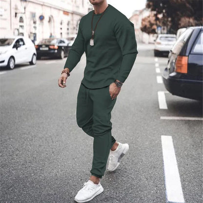 Men's soft long-sleeved top and jogger set