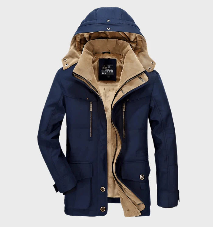 Men's casual outdoor hooded coat with pockets