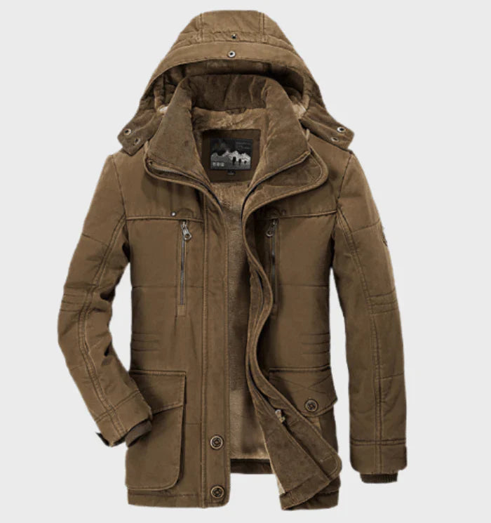 Men's casual outdoor hooded coat with pockets