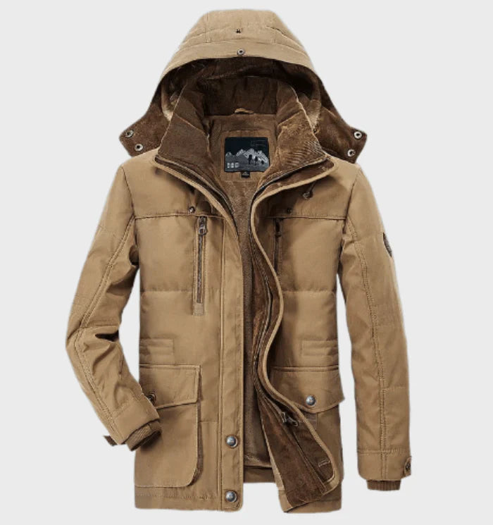 Men's casual outdoor hooded coat with pockets