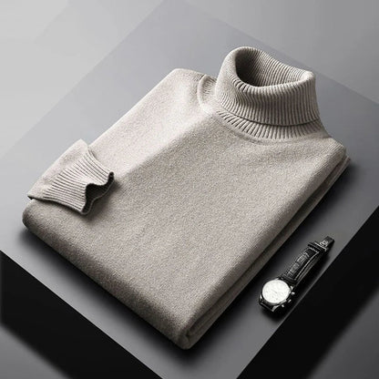 Men's high neck and long sleeve knit sweater