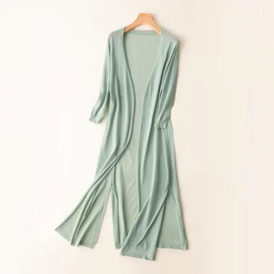 Lightweight Long Cardigan - Women's Open Front Sweater, Breathable Layer