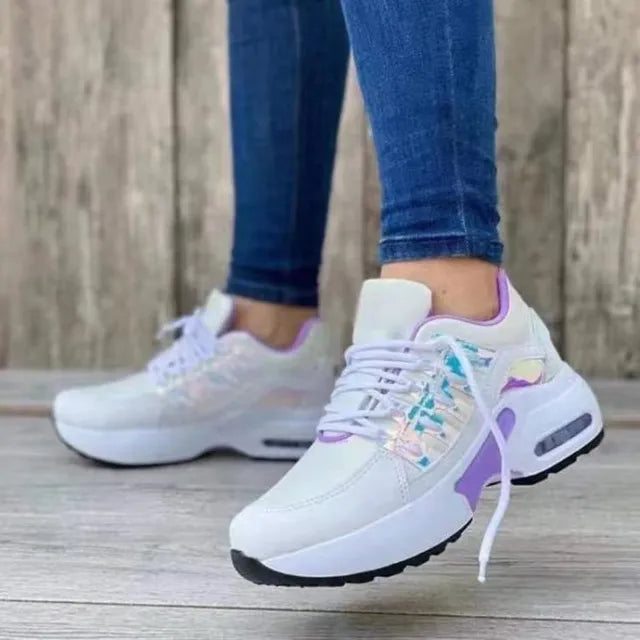 Women's Breathable Lace-Up Sneakers - Lightweight Casual Shoes