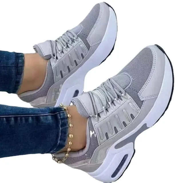 Women's Breathable Lace-Up Sneakers - Lightweight Casual Shoes