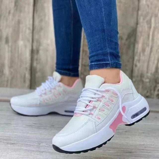 Women's Breathable Lace-Up Sneakers - Lightweight Casual Shoes