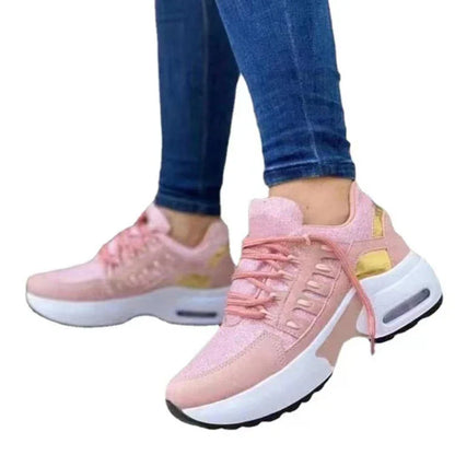 Women's Breathable Lace-Up Sneakers - Lightweight Casual Shoes