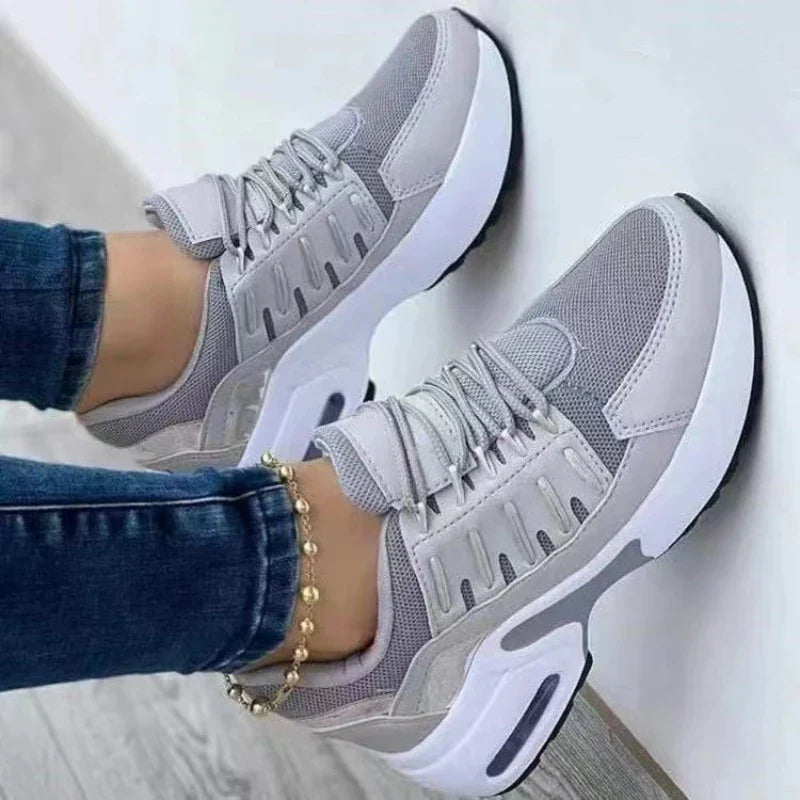 Women's Breathable Lace-Up Sneakers - Lightweight Casual Shoes