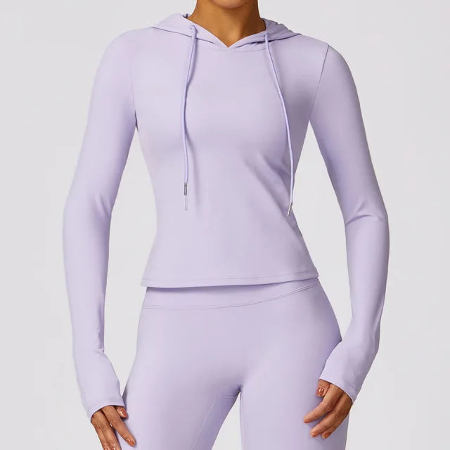Women's Hooded Top - Moisture-Wicking Stretch Fabric - Long Sleeve Athletic Fit