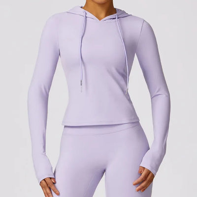 Women's Hooded Top - Moisture-Wicking Stretch Fabric - Long Sleeve Athletic Fit