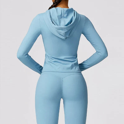 Women's Hooded Top - Moisture-Wicking Stretch Fabric - Long Sleeve Athletic Fit