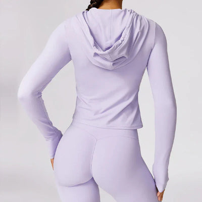 Women's Hooded Top - Moisture-Wicking Stretch Fabric - Long Sleeve Athletic Fit