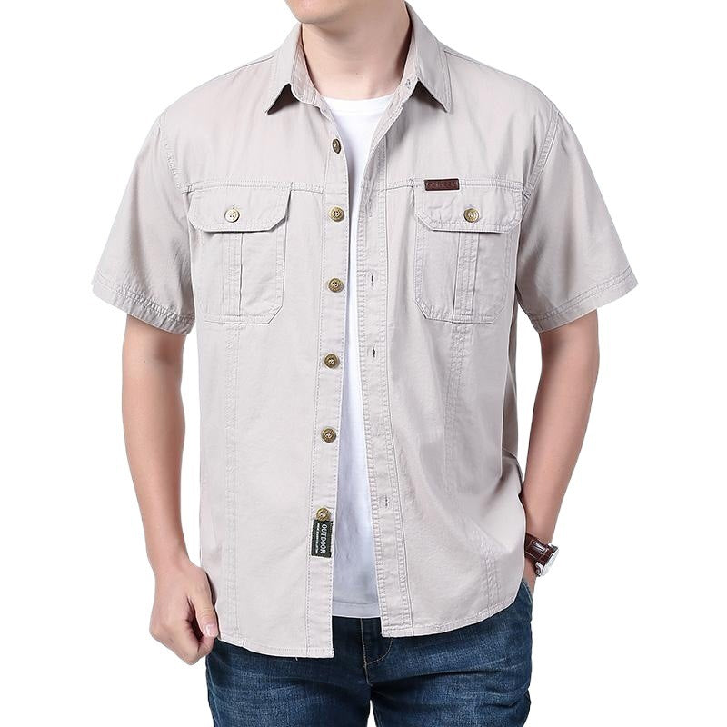 Men’s Work Shirt – Cotton Blend – Relaxed Fit – Short Sleeve – Button-Up with Pockets