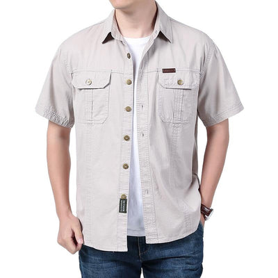 Men’s Work Shirt – Cotton Blend – Relaxed Fit – Short Sleeve – Button-Up with Pockets