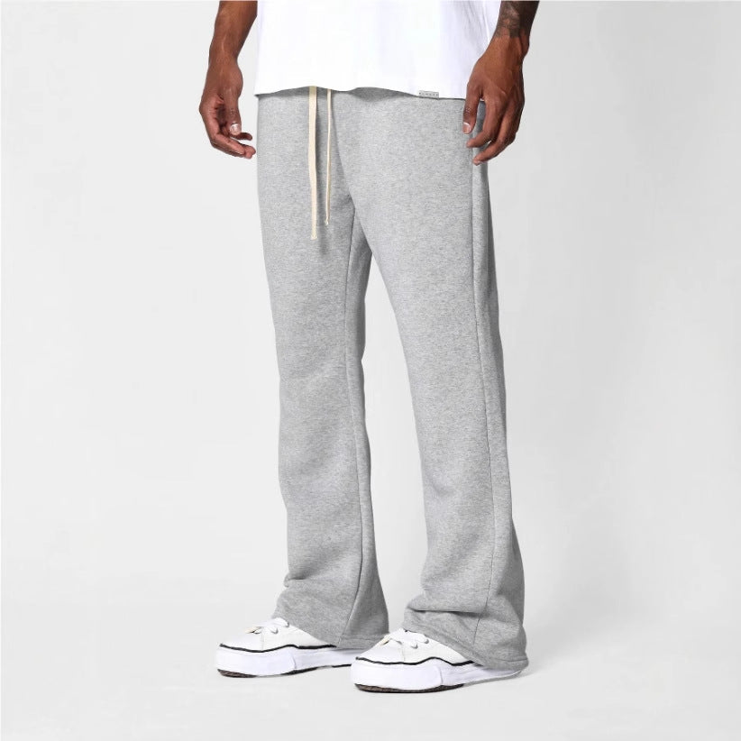 Men’s Flared Sweatpants – Cotton Fleece – Relaxed Fit – Drawstring Waist – Full Length