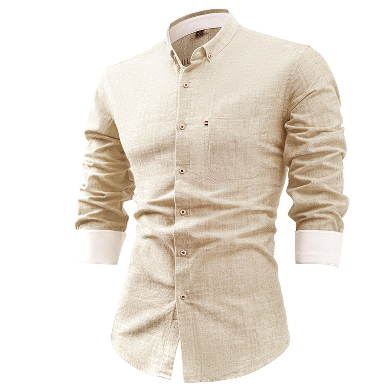 Men’s Button-Up Shirt – Slim Fit – Long Sleeve – Chest Pocket