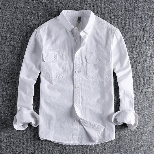 Men's solid color long sleeve work shirt