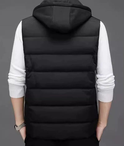 Men’s Hooded Vest – Quilted Down – Regular Fit – Zip Front – Sleeveless Layer