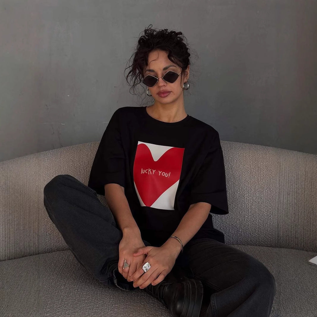 Women’s T-Shirt – Oversized Fit – Graphic Print – Crew Neck Casual Wear
