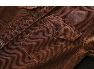 Men's Loose Jacket - Corduroy Pattern - Button-up Front - Chest Pockets