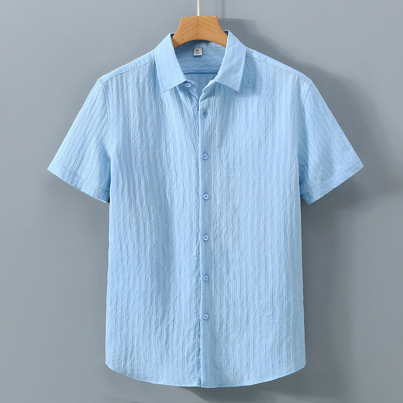 Men’s Button-Down Shirt – Relaxed Fit – Breathable Blend – Textured – Short Sleeve